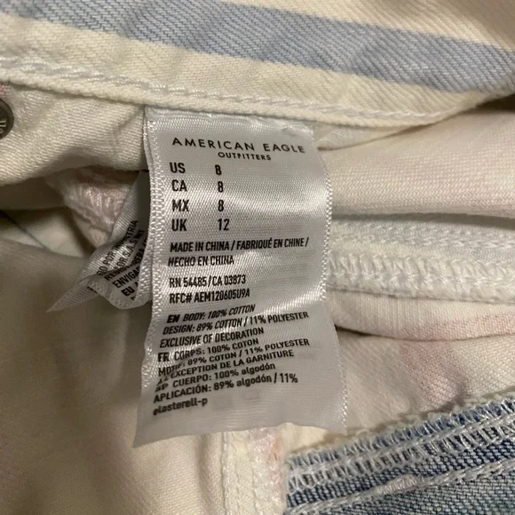 American Eagle Mom Short Patch Pocket Colorful Striped High Rise Cut Off Size 8 - Picture 8 of 11